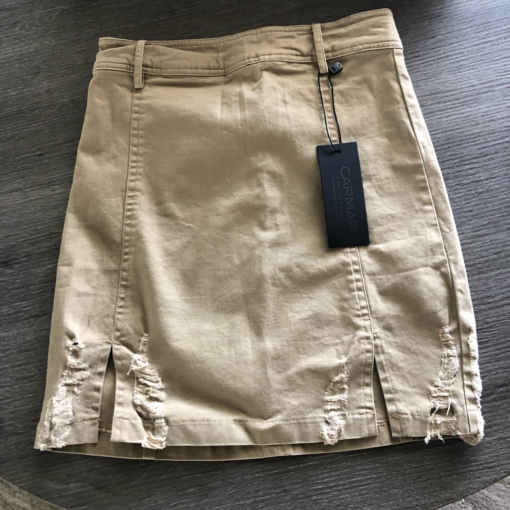 Nwt Carmar Tan Denim Skirt